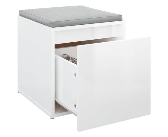 Cutie cu sertar, alb extralucios, 40,5x40x40 cm, lemn compozit, 5 image