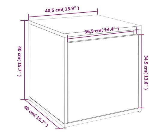 Cutie cu sertar, alb extralucios, 40,5x40x40 cm, lemn compozit, 9 image