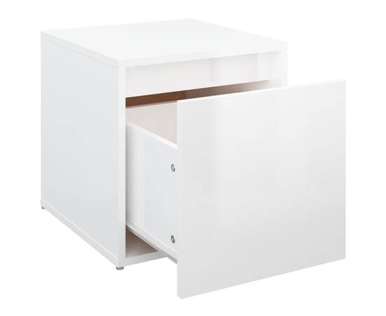 Cutie cu sertar, alb extralucios, 40,5x40x40 cm, lemn compozit, 6 image