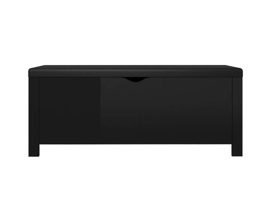 Cutie depozitare cu pernă, negru extralucios,105x40x45 cm, lemn, 5 image