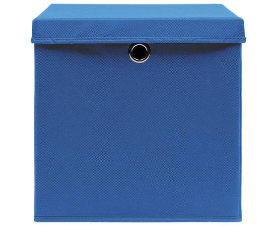 Cutii de depozitare cu capac, 10 buc., albastru, 28x28x28 cm, 4 image
