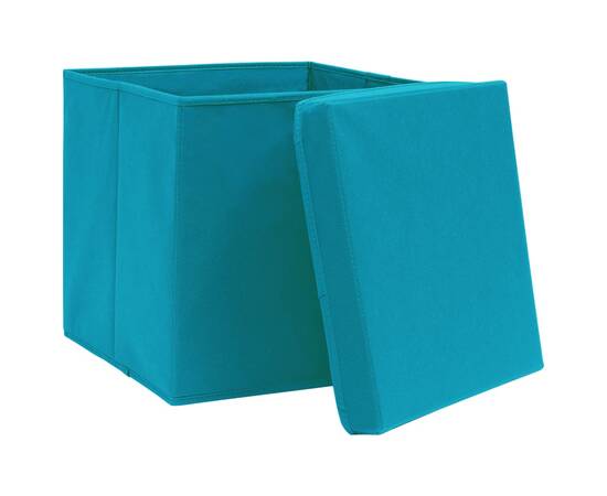 Cutii de depozitare cu capac, 4 buc., bleu, 28x28x28 cm, 4 image