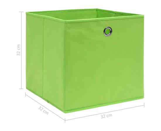 Cutii depozitare, 10 buc., verde, 32x32x32 cm, textil, 5 image