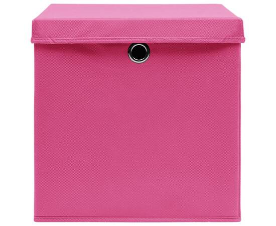 Cutii depozitare cu capac, 4 buc., roz, 28x28x28 cm, 4 image