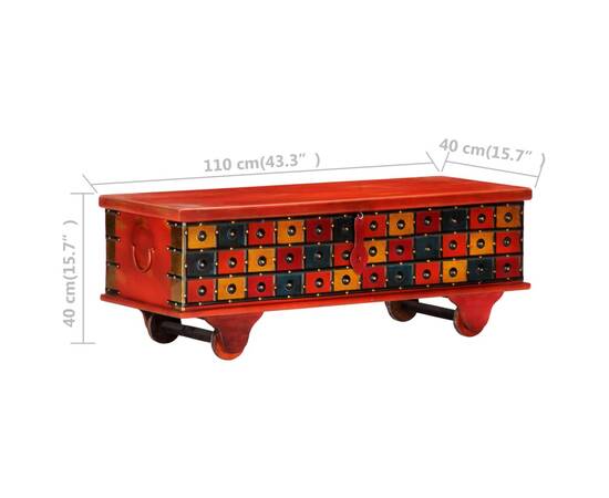Ladă de depozitare, roșu, 110x40x40 cm, lemn masiv de acacia, 9 image