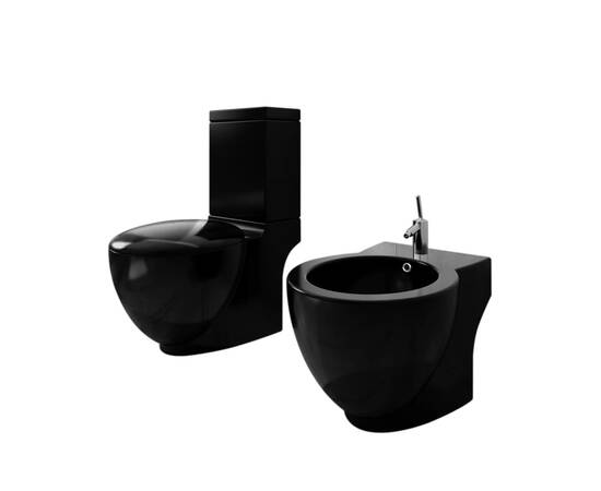 Set de toaletă & bideu, negru, ceramică