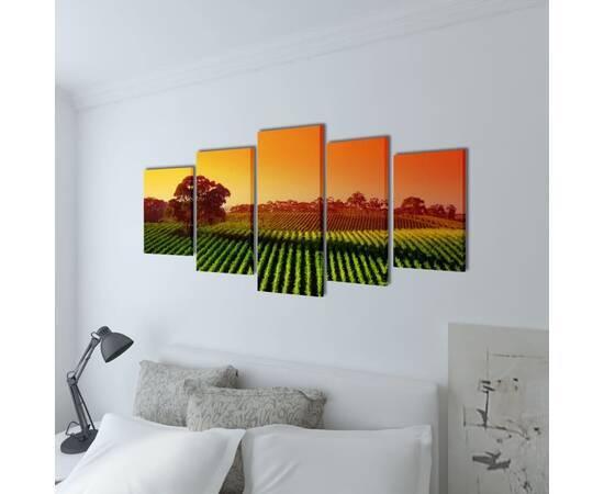 Set tablouri din pânză cu imprimeu câmpuri 100 x 50 cm, 2 image