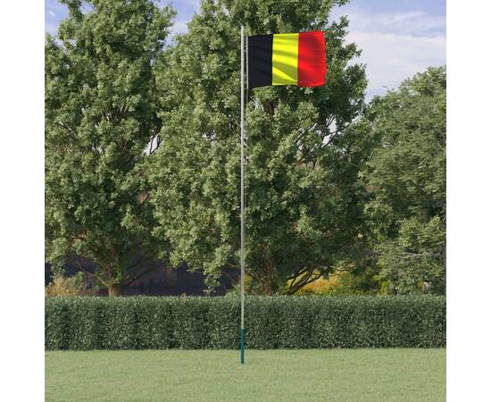 Steag belgia și stâlp din aluminiu, 6,23 m