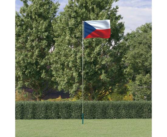Steag cehia și stâlp din aluminiu, 5,55 m