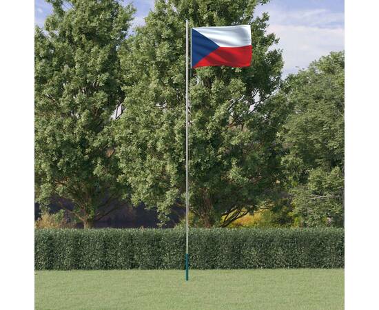 Steag cehia și stâlp din aluminiu, 6,23 m