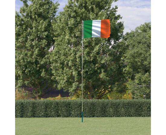 Steag irlanda și stâlp din aluminiu, 5,55 m