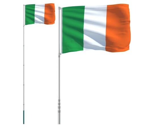 Steag irlanda și stâlp din aluminiu, 5,55 m, 2 image