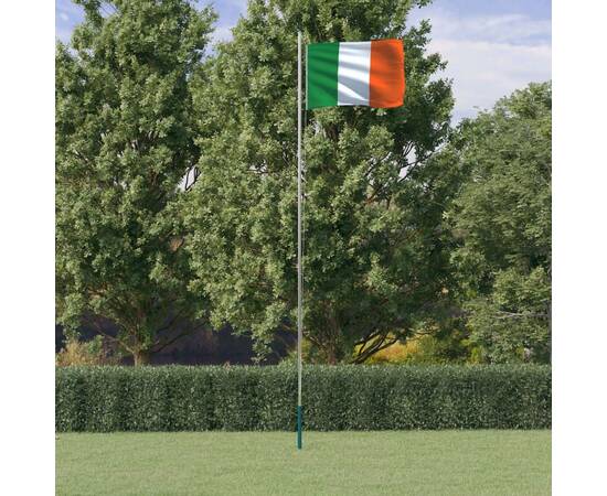 Steag irlanda și stâlp din aluminiu, 6,23 m