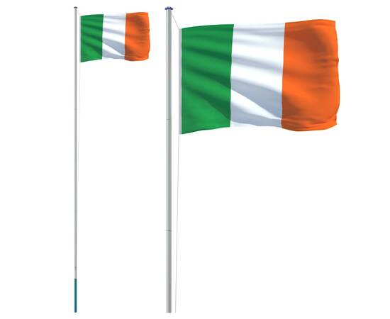 Steag irlanda și stâlp din aluminiu, 6,23 m, 2 image