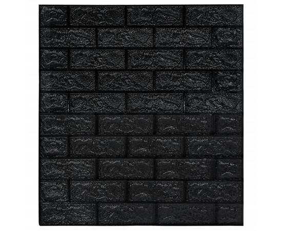 Tapet de perete autocolant, model cărămizi 3d, 40 buc., negru, 3 image