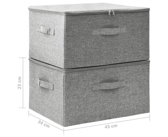 Cutii de depozitare 2 buc. gri 43x34x23 cm material textil, 11 image