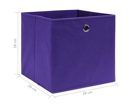 Cutii de depozitare 4 buc. violet 28x28x28 cm, material nețesut, 5 image