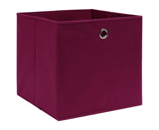 Cutii depozitare, 10 buc., roșu închis, 32x32x32 cm, textil, 2 image