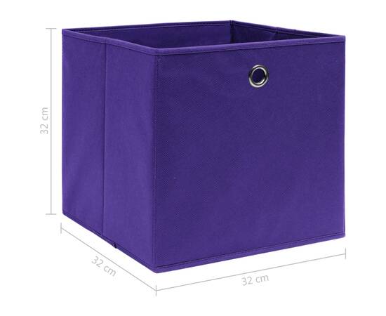 Cutii depozitare, 4 buc., violet, 32x32x32 cm, textil, 5 image