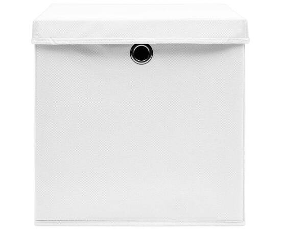 Cutii depozitare cu capac, 4 buc., alb, 28x28x28 cm, 4 image