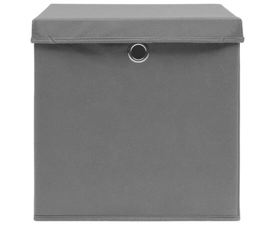 Cutii depozitare cu capac, 4 buc., gri, 28x28x28 cm, 4 image