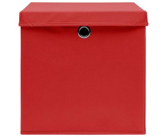 Cutii depozitare cu capac, 4 buc., roșu, 28x28x28 cm, 4 image