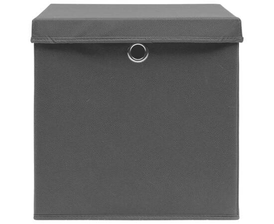 Cutii depozitare cu capace, 4 buc., negru, 32x32x32 cm, textil, 3 image