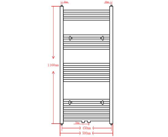 Radiator port-prosop încălzire baie, curbat, 500 x 1160 mm, negru, 9 image