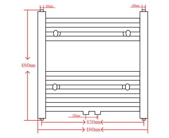 Radiator port-prosop încălzire centrală baie, drept, 480 x 480 mm, gri, 9 image