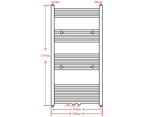 Radiator port-prosop încălzire centrală baie, drept, 600x1160 mm, gri, 9 image