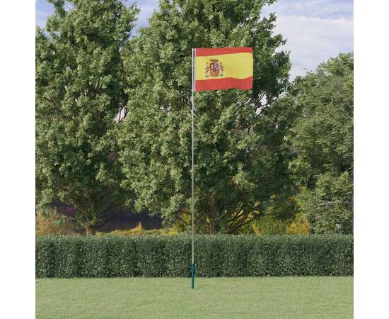Steag spania și stâlp din aluminiu, 5,55 m