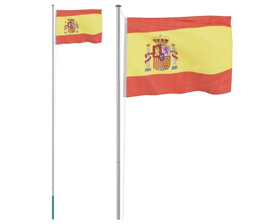 Steag spania și stâlp din aluminiu, 6,23 m, 2 image