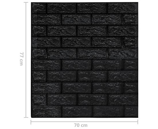 Tapet de perete autocolant, model cărămizi 3d, 10 buc., negru, 7 image