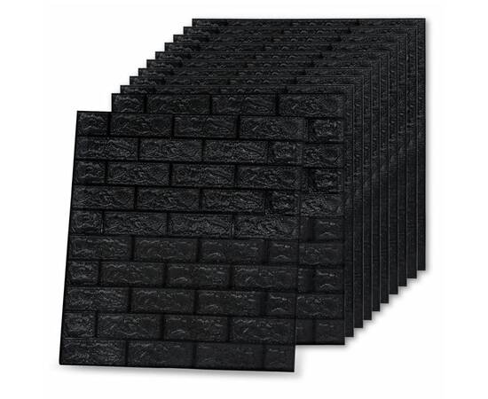 Tapet de perete autocolant, model cărămizi 3d, 10 buc., negru, 4 image