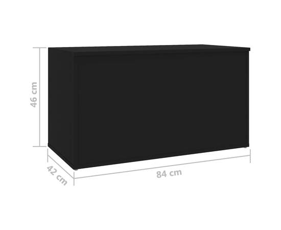 Cufăr de depozitare, negru, 84x42x46 cm, lemn compozit, 9 image