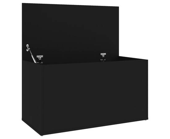 Cufăr de depozitare, negru, 84x42x46 cm, lemn compozit, 8 image