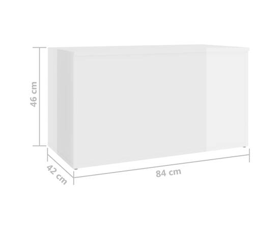 Cufăr depozitare, alb extralucios, 84x42x46 cm, lemn compozit, 9 image