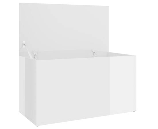 Cufăr depozitare, alb extralucios, 84x42x46 cm, lemn compozit, 8 image