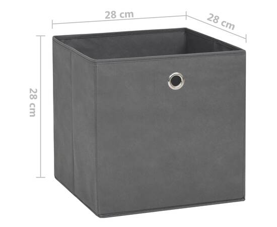 Cutii depozitare, 10 buc., gri, 28x28x28 cm, material nețesut, 7 image