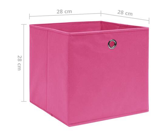 Cutii depozitare, 10 buc., roz, 28x28x28 cm, material nețesut, 5 image