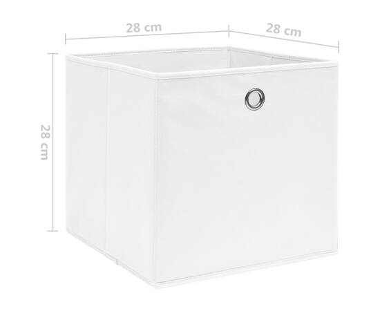 Cutii depozitare, 4 buc., alb, 28x28x28 cm, textil nețesut, 5 image
