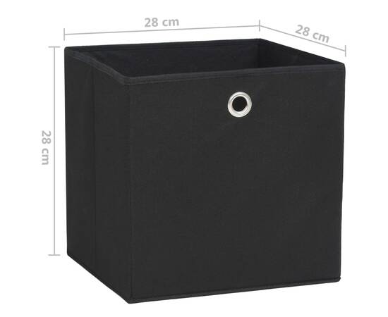 Cutii depozitare, 4 buc., negru, 28x28x28 cm, material nețesut, 7 image