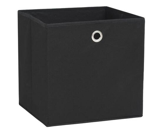Cutii depozitare, 4 buc., negru, 28x28x28 cm, material nețesut, 2 image