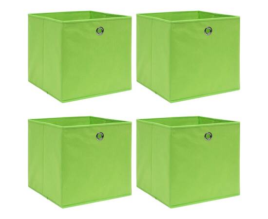 Cutii depozitare, 4 buc., verde, 32x32x32 cm, textil