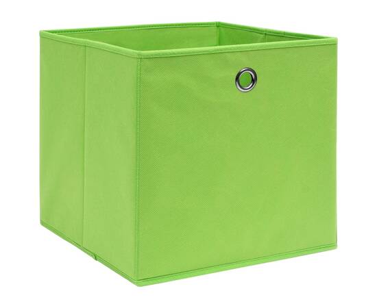 Cutii depozitare, 4 buc., verde, 32x32x32 cm, textil, 2 image
