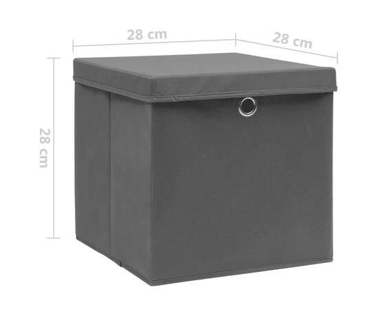 Cutii depozitare cu capac, 4 buc., negru, 28 x 28 x 28 cm, 7 image