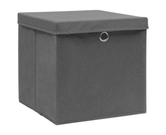 Cutii depozitare cu capac, 4 buc., negru, 28 x 28 x 28 cm, 3 image