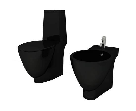 Set toaletă și bideu ceramică negru, 2 image
