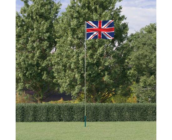 Steag marea britanie și stâlp din aluminiu, 5,55 m