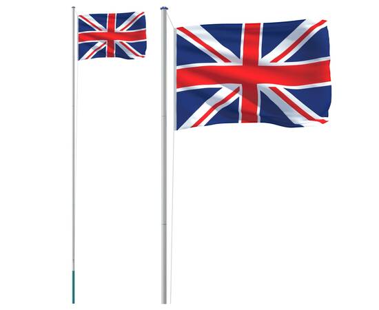 Steag marii britanii și stâlp din aluminiu, 6,23 m, 2 image